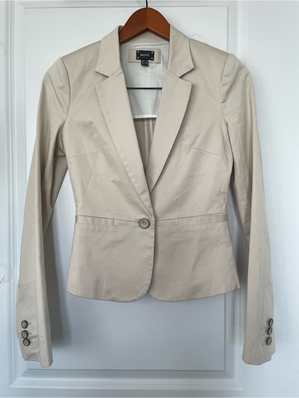 Mexx Cream Single-Button Tailored Blazer
